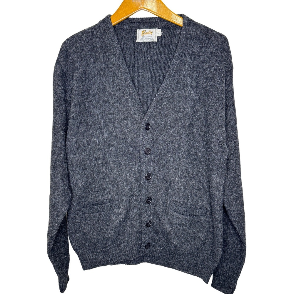 Vintage Barclay Grandpa Cardigan Gray/Black XL‎